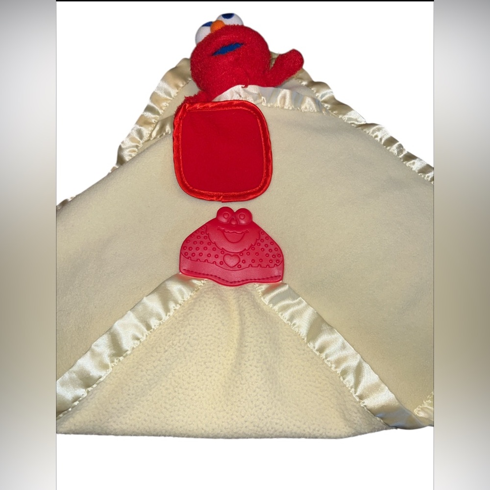 Sesame Beginnings Elmo Yellow Lovey Security Blanket Crinkle Rattle Teether - Picture 3 of 4